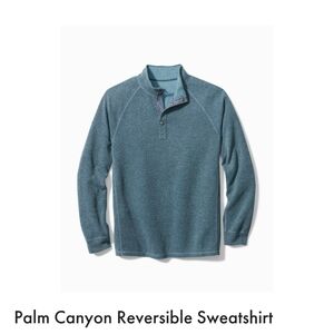 Men’s Tommy Bahama Palm Canyon Blue Flip Snap Reversible Sweater XL